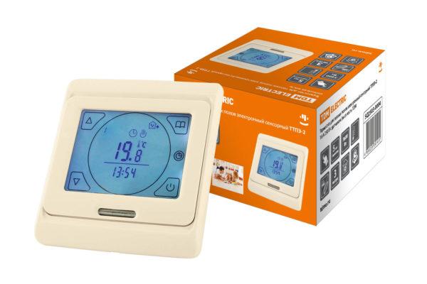 Термостат для теплых полов электронный сенсорный ТТПЭ 2 16А 250В с датчиком 3м сл костьtdm
