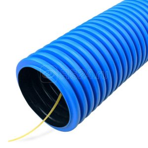 Труба гофрированная двустенная ПНД гибкая тип 450 (sn12) с/з синяя d110 мм (50м/150м уп/пал) Промрук