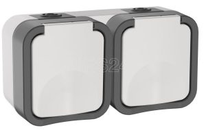 Iek tors Розетка 2 ая с з/к кр. гориз. 16А ip55 ts222 белый ts r26 16 55 g k41