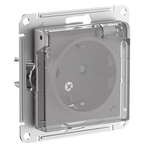 Systeme electric atlasdesign aqua Алюминий Розетка с/з со шторками с прозрач. крышк, 16А,ip44, мех s