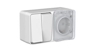 Systeme electric atlasdesign profi54 Наруж Серый Блок: Роз. з/к со шт. 16А, Выкл.2 клав.10А se atn54