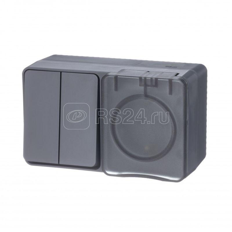 Atn544074 Блок: розетка з/к шт 16А + выкл. 2 к 10А ip54 антрацит
