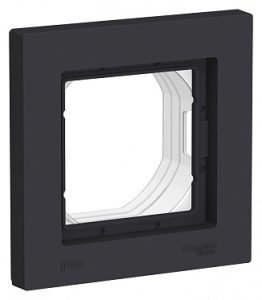 Atlasdesign aqua 1 п. рамка ip44, карбон