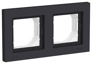 Atlasdesign aqua 2 п. рамка ip44, карбон