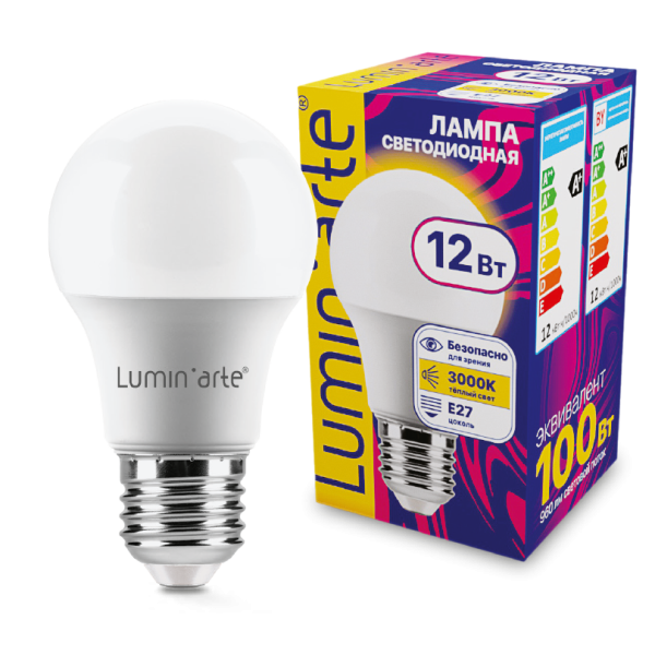 Светодиодная лампа lumin'arte lstd a60 12w3ke27 12Вт 3000k e27