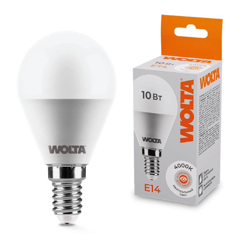 Светодиодная лампа wolta 25s45gl10e14 10Вт 4000k e14