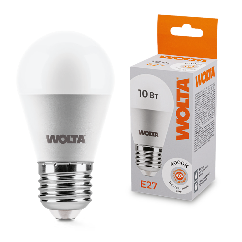 Светодиодная лампа wolta 25s45gl10e27 10Вт 4000k e27