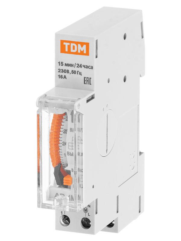 Аналоговое суточное реле 1 модуль на din рейку АР 1М 15мин/24ч 16А din tdm