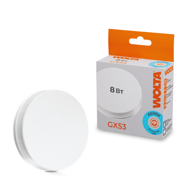 Светодиодная лампа wolta 25w75r8gx53 8Вт 6500k gx53