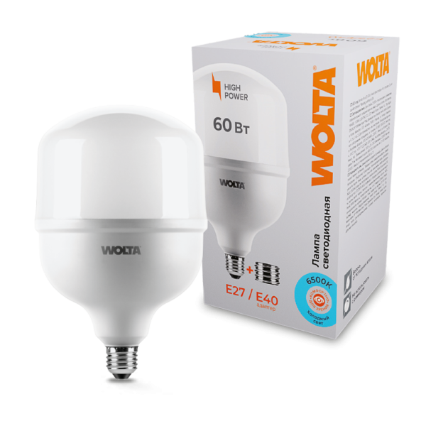 Светодиодная лампа wolta 25whp60e27/40 60Вт 6500К Е27/Е40