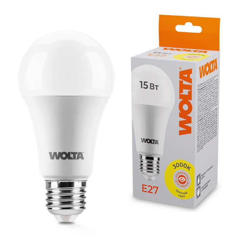 Светодиодная лампа wolta 25y60bl15e27 15Вт 3000К e27