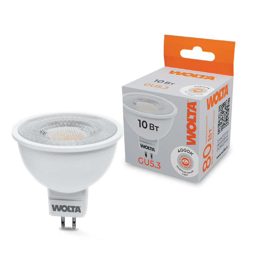 Светодиодная лампа wolta wstd mr16 220v10w4kgu5.3 l с линзой 10Вт 4000k gu5.3