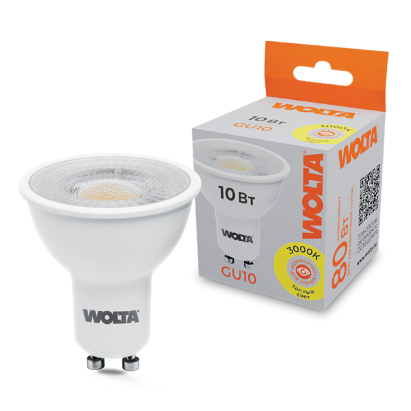 Светодиодная лампа wolta wstd par16 220v10w3kgu10 l с линзой 10Вт 3000k gu10