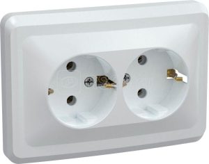 Iek vega РС12 3 ВБ Розетка 2местн. с з/к без защ.штор. 16А ВЕГА (белый) erv21 k01 16 dm