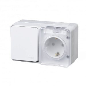 Atn540170 Блок: розетка з/к шт.16А + выкл. 1 к 10А ip54 белый