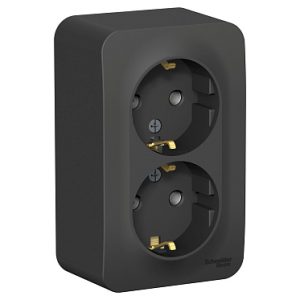 Blnra010216 Розетка о/у 2 я з/к б/шт.изол.пл.антрацит