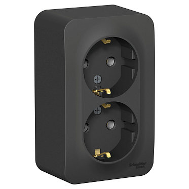 Blnra010216 Розетка о/у 2 я з/к б/шт.изол.пл.антрацит