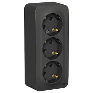 Blnra010316 Розетка о/у 3 я з/к б/шт.изол.пл. антрацит