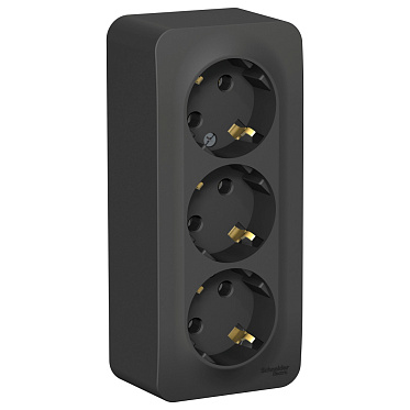 Blnra010316 Розетка о/у 3 я з/к б/шт.изол.пл. антрацит