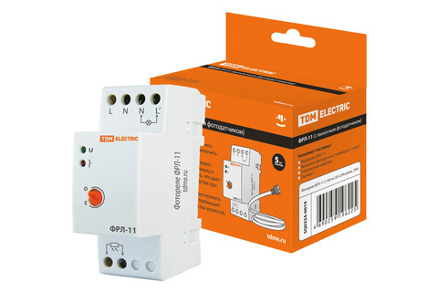 Фотореле ФРЛ 11 2 100лк 20А din рейка (с датчиком ip65), tdm