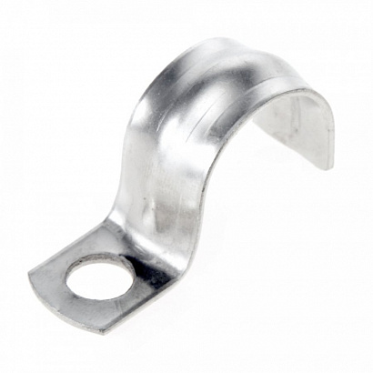 Скоба металлическая однолапковая СМО d25 26 мм отв. d 6,5 мм (100 шт/уп) Промрукав