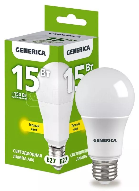 Iek generica Лампа led a60 груша 15Вт 230В 3000К e27 ll a60 15 230 30 e27 g