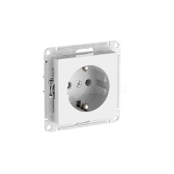 Atn000143s atlasdesign Розетка с заземлением без шторок, 16А, мех., быстрозажим. клем., белый