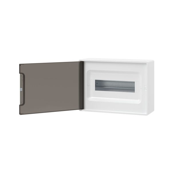 Dkc frame Щиток 12 мод настенный , белый, с тонированной дверцей, с 2 шин. pen на 8+6 отв. f12w1wddk