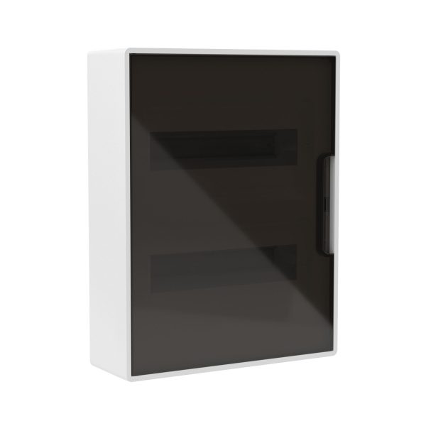 Dkc frame Щиток 24 мод настенный , белый, с тонированной дверцей, с шин. pen 2шт 8отв+ 2шт 6отв. f2