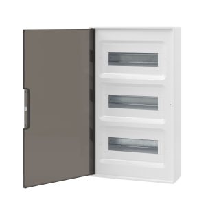 Dkc frame Щиток 36 мод настенный , белый, с тонированной дверцей, с 4 мя шинами pen (2шт на 8 отв. и