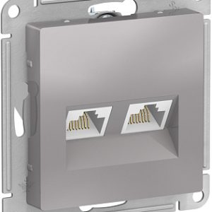Systeme electric atlasdesign Алюминий Розетка двойная компьютерная rj45+rj45, кат.5e, механизм se at