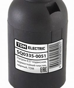 Патрон Е27 подвесной, термостойкий пластик, черный, tdm