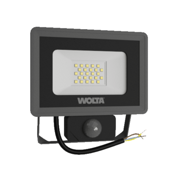 Светодиодный прожектор wolta wfl 20w/06s 20Вт 5700k p65 1800лм с датчиком