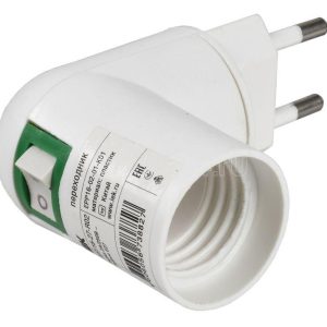 Iek Переходник вилка 220В патрон Е27 пластик белый epp16 02 01 k01