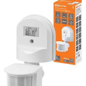 Датчик движения настенный ДДС 01 1100Вт, 5 900с, 2 12м, 5+Лк, 180гр, ip44, tdm