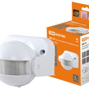 Датчик движения настенный ДДС 02 1100Вт, 5 480с, 12м, 5+Лк, 180гр, ip44, tdm