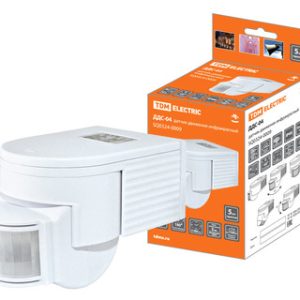 Датчик движения настенный ДДС 04 1100Вт, 5 900с, 12м, 5+Лк, 180гр, ip44, tdm