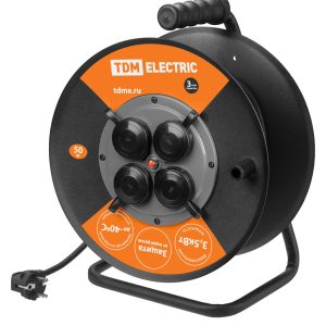 Удлинитель силовой УХз16 004 tdm (метал. катушка, А3, 4 места ip44/50м КГТП ХЛ 3х1,5) УС1 43128