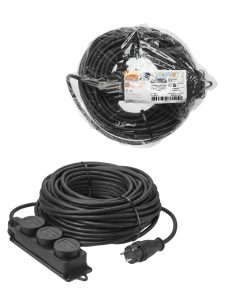 Удлинитель шнур силовой каучук, КГ, ip44, 3 гнезда с/з, 4000 Вт, 50 м Народный У1 33264