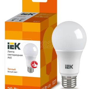 Iek Лампа светодиодная eco a60 шар 20Вт 230В 3000К e27 lle a60 20 230 30 e27