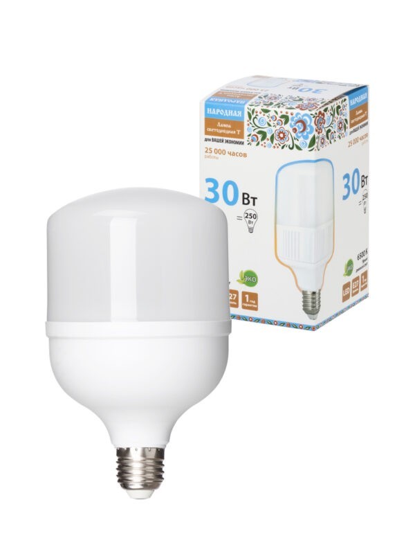 Лампа светодиодная t 30 Вт 230 В 6500 К–e27 (99x168 мм) НАРОДНАЯ