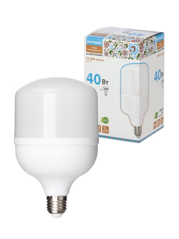 Лампа светодиодная t 40 Вт 230 В 6500 К–e27 (114x183 мм) НАРОДНАЯ