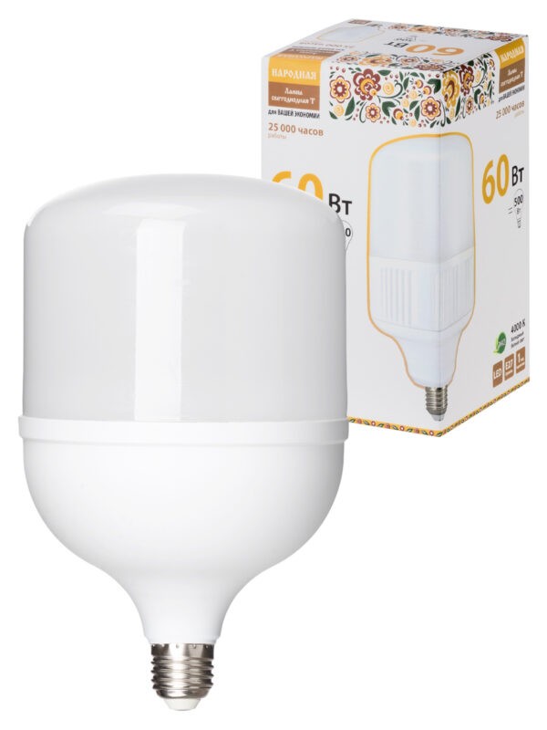 Лампа светодиодная t 60 Вт 230 В 4000 К–e27 (135x225 мм) НАРОДНАЯ