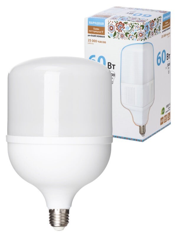 Лампа светодиодная t 60 Вт 230 В 6500 К–e27 (135x225 мм) НАРОДНАЯ