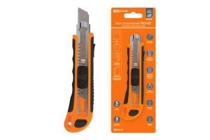 Нож технический усиленный, ТНУ 02, 18 мм, 3 сегментированных лезвия, автосмена, серия "Алмаз" tdm