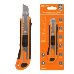 Нож технический усиленный, ТНУ 02, 18 мм, 3 сегментированных лезвия, автосмена, серия "Алмаз" tdm