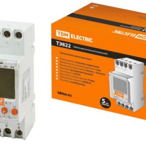 Таймер электронный двухканальный на din рейку ТЭ822 2кан 1мин/7дн 44on/off 2х16А din tdm
