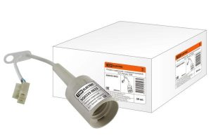 Патрон подвесной с клеммной колодкой, Е27, белый, tdm