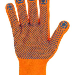 Перчатки плотной вязки акрил с ПВХ, "Точка", оранжевые, 8, 10 кл., 72 75 г, 1 пара, tdm