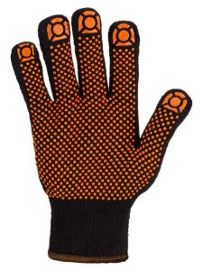 Перчатки х/б плотной вязки с ПВХ, "Точка", черные, 9, 10 кл., 77 80 г, 1 пара, tdm